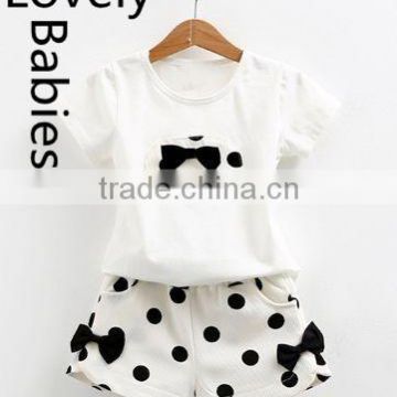 Girls boutique clothing spring 2016 round neck polka dot fancy outfits                        
                                                                                Supplier's Choice