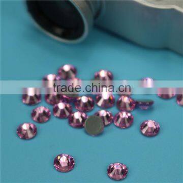 Top quality light rose flatback hotfix loose rhinestone stone for dresses