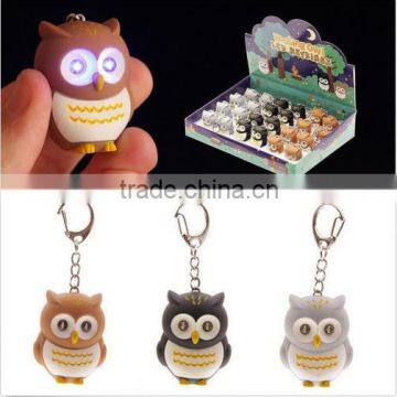 Cute Owl Fun Keyring Keychain Light Toy LED Hooting Sounds