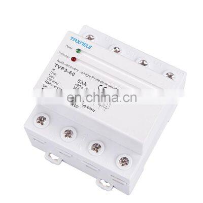 60A 63A 380V Three Phase Din Rail Automatic Recovery Reconnect Over Voltage Under Voltage Three Phase Voltage Protector photo-2