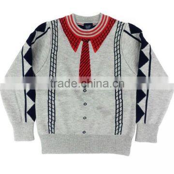 Spring Autumn Winter 100% Cotton Jumper for Child Knitted sweater school design