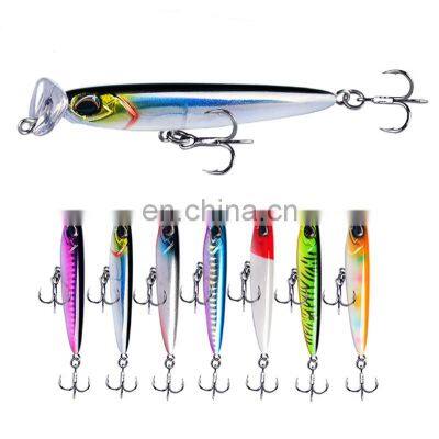 2021 New 8.5cm 14g China Lure Factory BKK Fishing Hook Hard Minnow Bait Swimbait Long Cast Sinking Popper Minnow