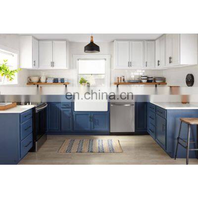 blue Luxury lacquer modular kitchen cabinet custom shaker design for modern home