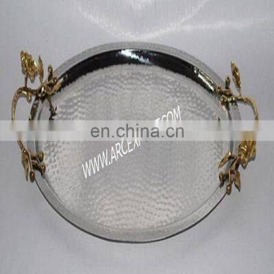 oval shape tray with brass handle