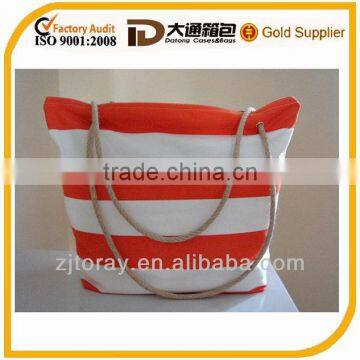 Beach bag Striped tote bag Nautical beach bag in orange and white - many colors available