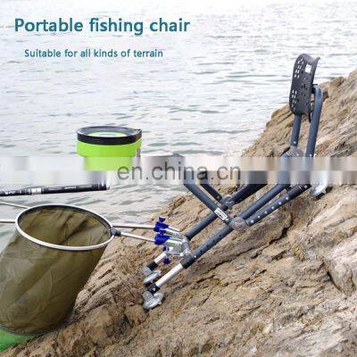 Outdoor Multifunctional Strong Load-Bearing Aluminum Alloy Carp Fishing Chairs Adjustable Backrest Four-leg Recliner Folding Fis