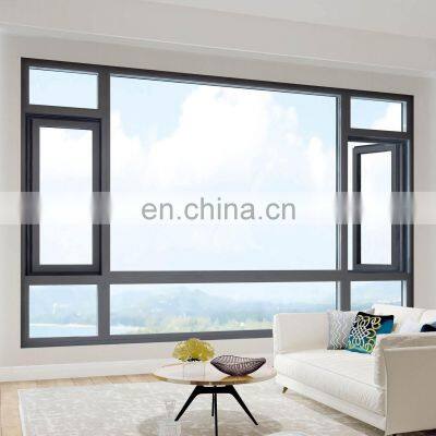 NFRC north american standard double glass  aluminum frame black inward opening casement window