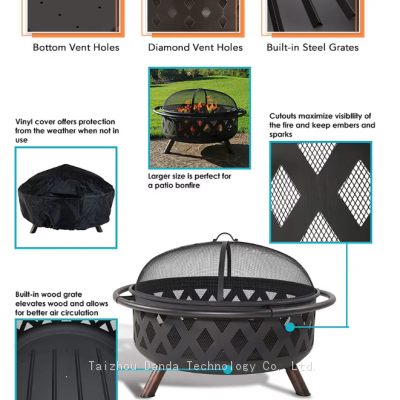 Portable Round High Quality Fire Pit With Smokeless Wood Burning Feature For Outdoor Patio Garden BBQ Grills Backyard Indoor Use photo-3