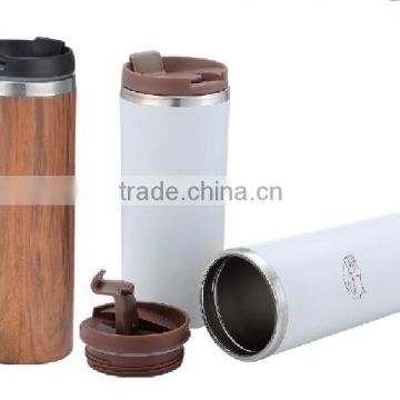 Stainless Steel coffee travel mug with wooden water transfer printing