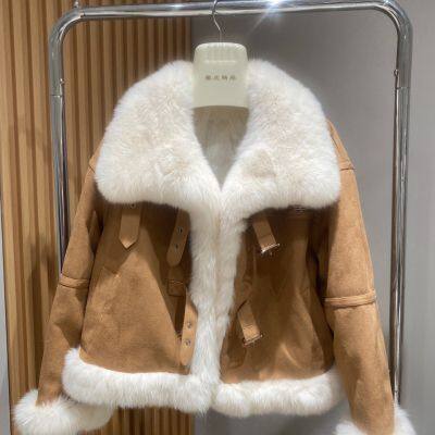 Winter full-skinned fox fur coat down jacket for women young small short fashionable fur