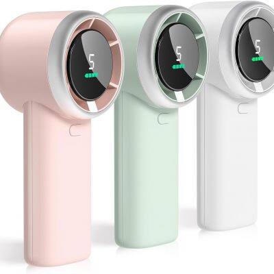 Portable Handheld Turbo Fan with LED Display - USB Rechargeable, 5 Speeds, 3600mAh Battery, Ultra-Quiet Mini Fan