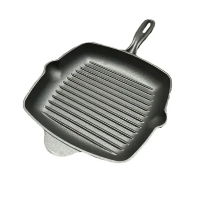 Custom Logo Square Nonstick Induction Frying Cast Iron Grill Pans 26/28cm With Samples Available