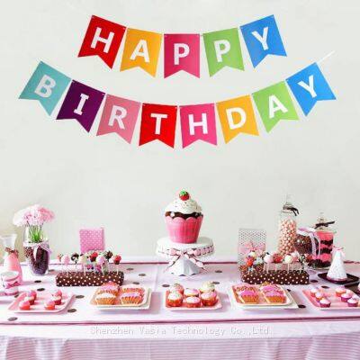 Wholesale 16.5x11.5cm Hot Stamping Fishtail Happy Birthday Banners for Party Decorations