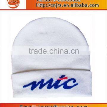 High quality knitted acrylic winter hat,100 acrylic white jacquard beanie hats