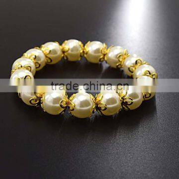 Fashion Jewelry High Quality Bead Bracelet Gold Plate Lady Wear Pearl Bracelet photo-3