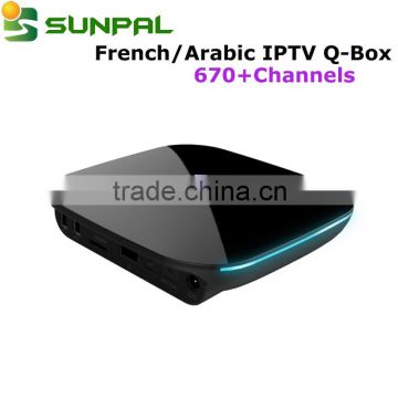 free web tv smart android set top box Q BOX best French iptv arabic ip tv STB with IPTV Account in Stock