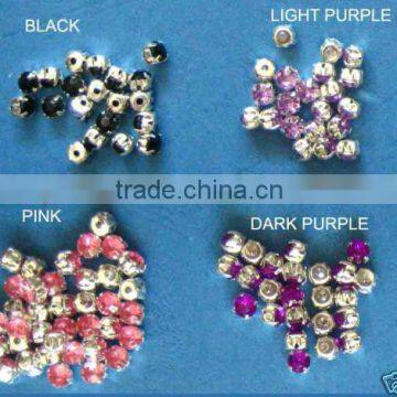 ACRYLIC STONE W/SETTINGS 4MM 1GR/144PC/BLK/PURPLE/PINK