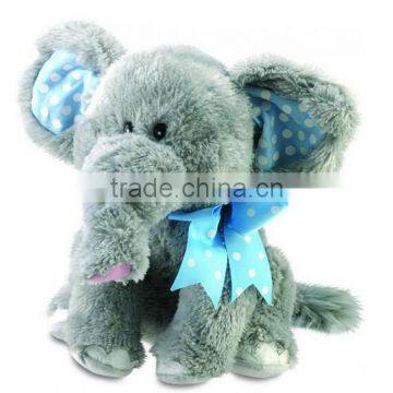 12" Sitting High Plush Grey Elephant Sound Toy/Stuffed Elephant with Soft Music/Musical Toy Soft Elephant Operated by Battery