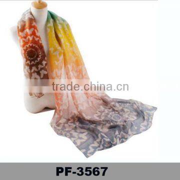 Wholesale  Summer Long Gauze Chiffon Silk Voile Floral Printed Scarf 2016 Women