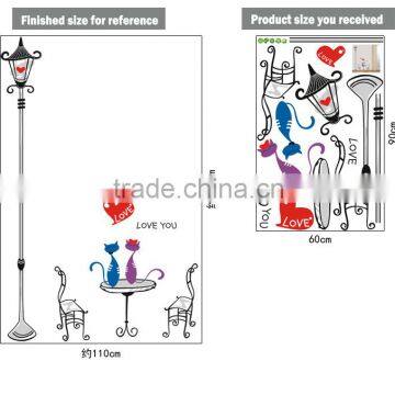 Home Decal Happy Cats in Love Lamp Pole Room Decal Art Wall Stickers Living Room Bedroom Art Picture DIY Mural Decoration photo-5