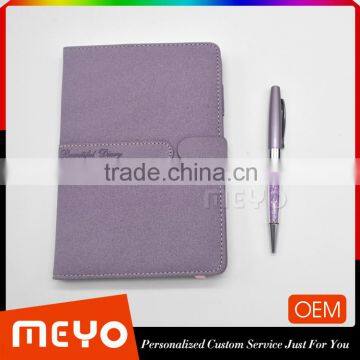 Metal rolling pen ball leather PU gray memo pad notebook diary