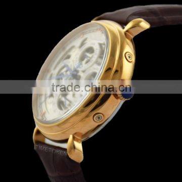 High Quality Mechanical IP-Rose Gold Business Men Skeleton Watch Cases With Tourbillon photo-5