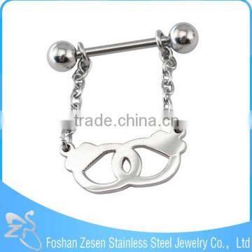 Barbell Breast Nipple Piercing Jewelry Dangle Handcuffs Lock Nipple Ring