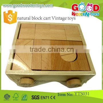 Hot Sale Beechwood Material Kids Toys Natural Block Cart- Vintage Toys