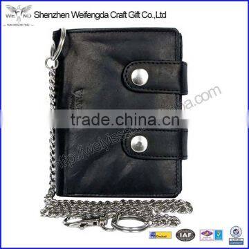 German Trifold Design Men's Biker Chain Wallet With ID Card Holder