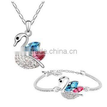 platinum wholesale crystal dream swan jewelry 18 carat gold jewelry sets