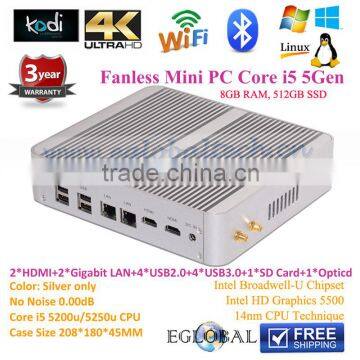 Dual Lan Mini pc Intel Core i5 5200u 5250u Intel HD 5500 Graphics Smallest pc Thin Client Cheapest Desktop pc Made in China