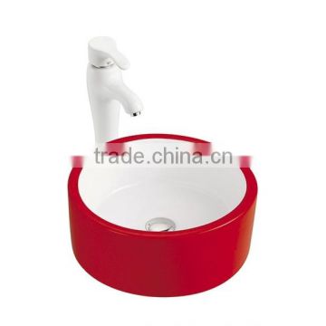 Bathroom ceramic colored wash basin/made in china (BSJ-A8066 Red )