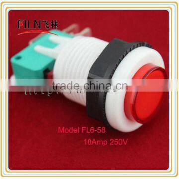 non-illuminated Round Plastic Red Arcade game pushbutton switch With Microswitch