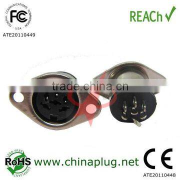 2013 Enviromental Friendly 6Pin mini din power connector Nickel Plated Pin Din Jack Socket