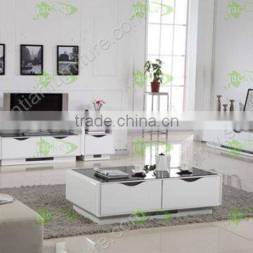 MDF white piano baking finished toughened glass dining room set