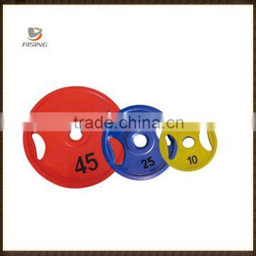 Crossfit Professional Rubber Colored Olympic Bumper Plate with 2 handles and metal ring