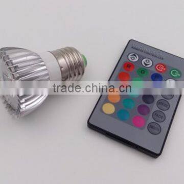 E27/GU5.3/GU10 3W high power RGB led spotlight with remote controller