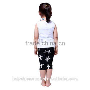 2016 Wholesale Bulk Sell 1-8 Children Kids OUTFITS Cross Printing Pant Unisex Cool Girls Boutique Clothes Top Sets photo-4