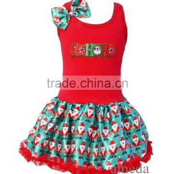 Baby Girls Xmas HOHOHO Santa Print Petti Pettiskirt Tutu Party Dress