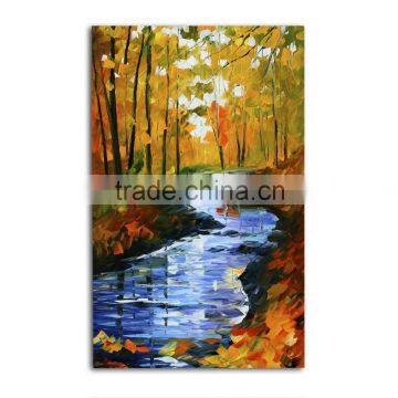 Beautiful village natural scenery art painting