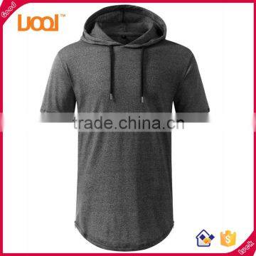 Mens Hip Hop Longline Pullover Short Sleeve Hoodie Shirt