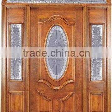 Oval Glass Wooden French Doors Design With Arch Transom DJ-S9313MSTHS