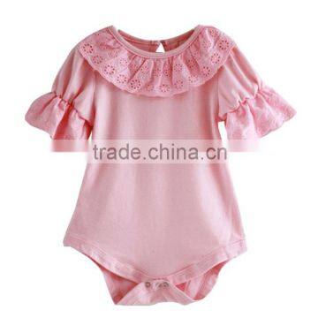 Wholesale Cute Newborn BabyGirls Jumpsuit,Bubble Sleeve Ruffled Lace Collar Bodysuit/Shirt