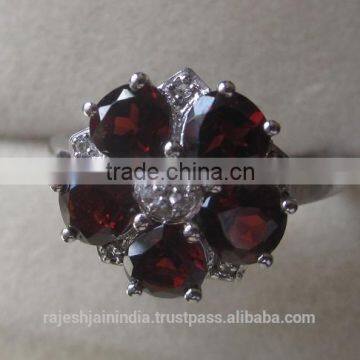 garnet topaz sterling silver ring