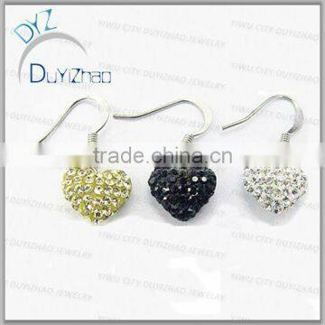 Hot Sale Heart Single Color Shamballa Bead Ear Stud Earrings Jewelry