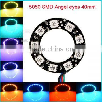Black PCB 5050 40mm 9SMD full circle led color changing angel eyes headlights with remote controller