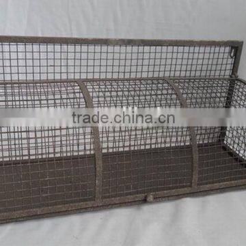 Vintage retro style metal wall wire storage shelf