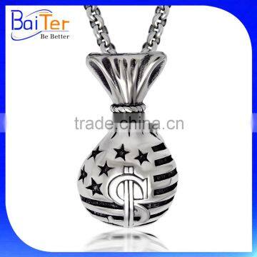 Custom Vintage Punk Gothic Style America Flag Dollar Pendant Jewelry Stainless Steel Titanium Punk Jewelry