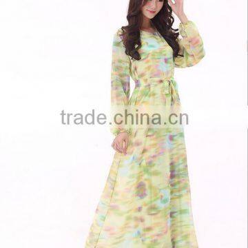 2015 Fahion Long Sleeve Chiffon Kaftan Abya Dresses photo-4