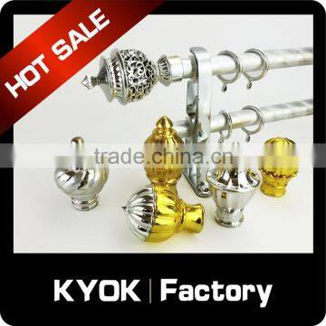 KYOK new design plastic curtain finials,aluminum curtain pole for window decoration.